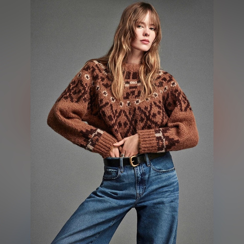 NWT Frame Fair Isle Sweater in Brown